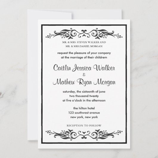 Traditionele huwelijksuitnodiging - Vleuren Kaart (Voorkant)