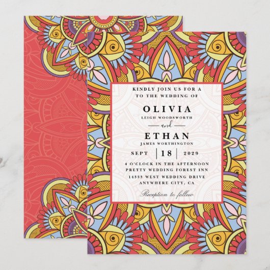 Traditionele huwelijksuitnodigingen van Ndebele Kaart (Voorkant / Achterkant)