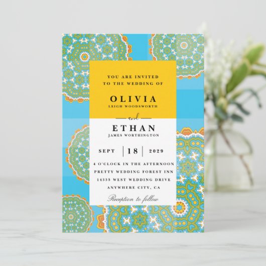 Traditionele huwelijksuitnodigingen van Ndebele Kaart (Staand voorkant)