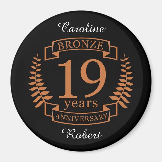Traditionele huwelijksverjaardag Bronze 19 jaar Magneet (Voorkant)