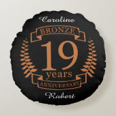 Traditionele huwelijksverjaardag Bronze 19 jaar Rond Kussen (Voorkant)