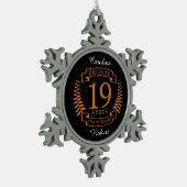 Traditionele huwelijksverjaardag Bronze 19 jaar Tin Sneeuwvlok Ornament (Links)