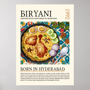 Traditionele Hyderabadi Biryani-kunst in vintage-s Poster