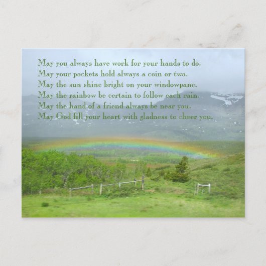 Traditionele Ierse Blessing Valley Regenboog Briefkaart (Voorkant)