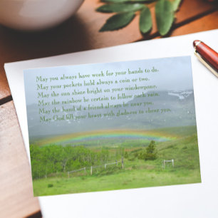 Traditionele Ierse Blessing Valley Regenboog Briefkaart