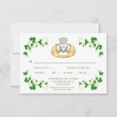 Traditionele Ierse Claddagh-ring en klavers RSVP Kaartje (Voorkant)