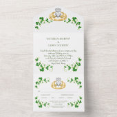 Traditionele Ierse Claddagh Ring en Shamrocks All In One Uitnodiging (Binnen)