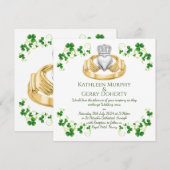 Traditionele Ierse Claddagh Ring en Shamrocks Kaart (Voorkant / Achterkant)