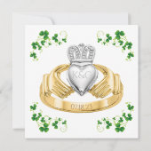 Traditionele Ierse Claddagh Ring en Shamrocks Kaart (Achterkant)