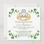 Traditionele Ierse Claddagh Ring en Shamrocks Kaart (Voorkant)