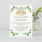 Traditionele Ierse Claddagh Ring en Shamrocks Kaart (Staand voorkant)