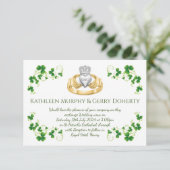 Traditionele Ierse Claddagh Ring en Shamrocks Kaart (Staand voorkant)