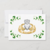 Traditionele Ierse Claddagh Ring en Shamrocks Kaart (Achterkant)