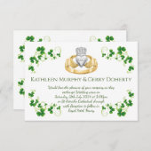 Traditionele Ierse Claddagh Ring en Shamrocks Kaart (Voorkant / Achterkant)