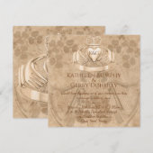 Traditionele Ierse Claddagh Ring Shamrock & Harp Kaart (Voorkant / Achterkant)