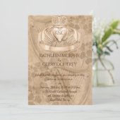 Traditionele Ierse Claddagh Ring, Shamrock & Harp Kaart (Staand voorkant)