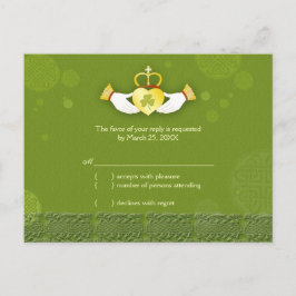 Traditionele Ierse Groene Bruiloft RSVP Uitnodiging Briefkaart