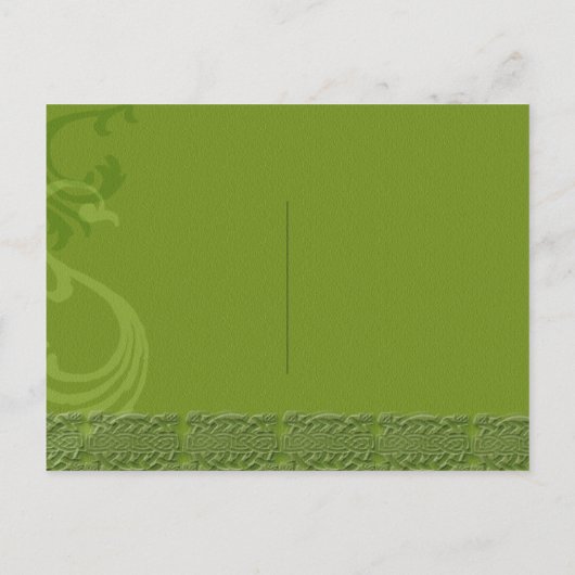 Traditionele Ierse Groene Bruiloft RSVP Uitnodiging Briefkaart (Achterkant)