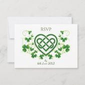 Traditionele Ierse Keltische liefdesknoop en klave RSVP Kaartje (Achterkant)