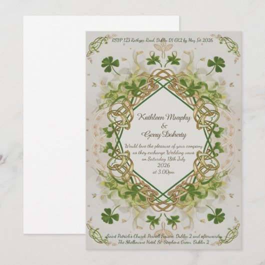 Traditionele Ierse Keltische Liefdesknoop & Shamro Kaart (Voorkant / Achterkant)