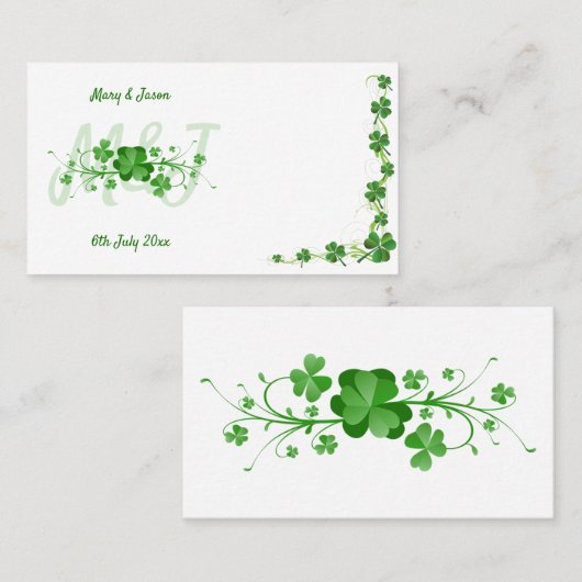 Traditionele Ierse Shamrock Keltische klaver Plaatskaartje (Voorkant / Achterkant)