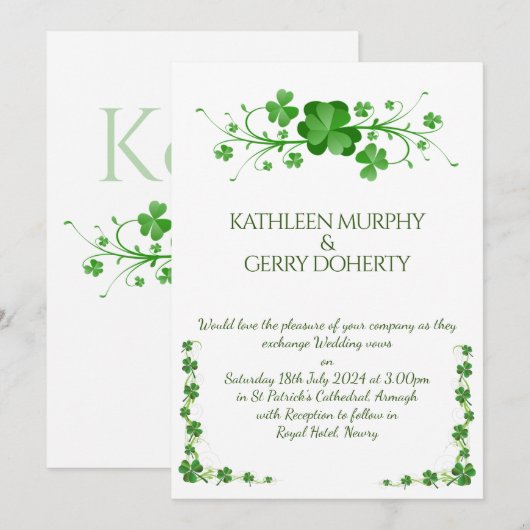 Traditionele Ierse shamrocks Keltische klaver Kaart (Voorkant / Achterkant)