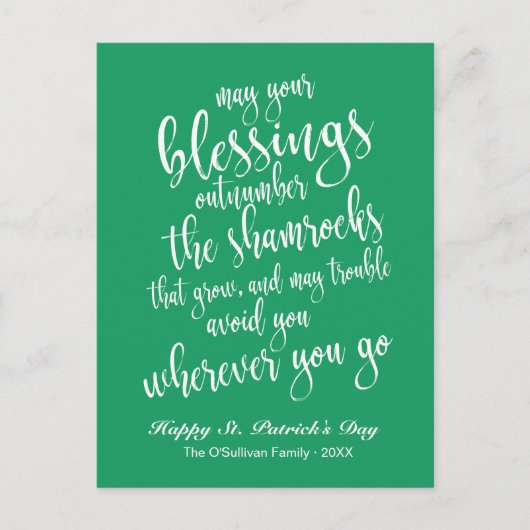 Traditionele Ierse Zegen St. Patrick's Dag Briefkaart (Voorkant)