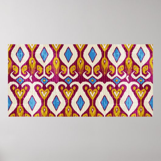 Traditionele ikatstof naadloos patroon poster (Voorkant)
