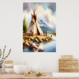 Traditionele Indiaanse cultuur met onze Tepee Poster