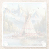 Traditionele Indiaanse tipi Natuur scène Digi Glazen Onderzetter (Achterkant)