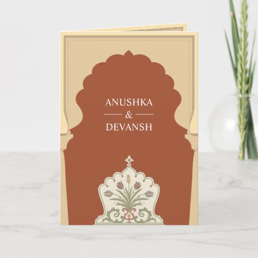 Traditionele Indiase Arch Terracotta Fotobruiloft (Voorkant)