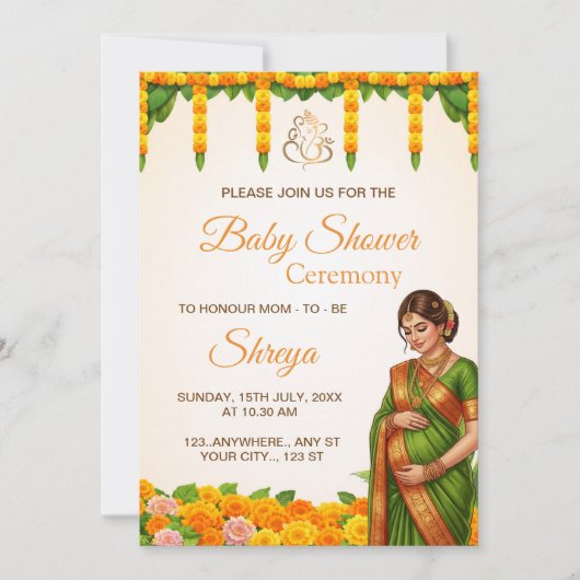 Traditionele Indiase baby shower uitnodiging (Voorkant)