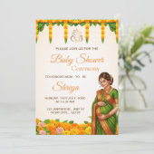 Traditionele Indiase baby shower uitnodiging (Staand voorkant)