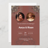 Traditionele Indiase bruiloft uitnodiging in het r (Voorkant / Achterkant)