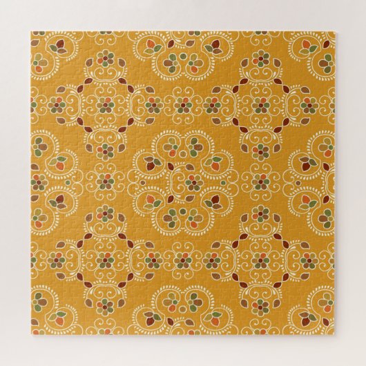 Traditionele Indiase damast, naadloos patroon. Legpuzzel (Horizontaal)