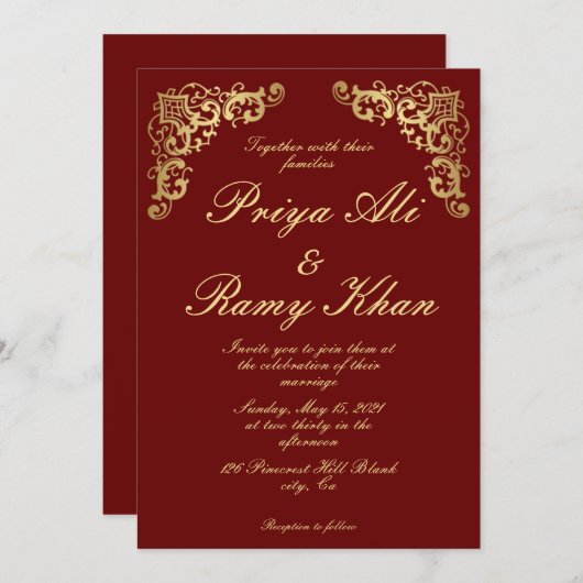 Traditionele Indiase huwelijksuitnodiging Kaart (Voorkant / Achterkant)
