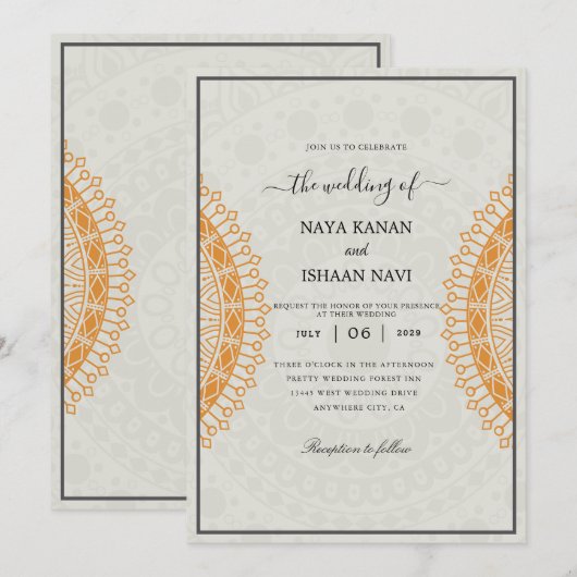 traditionele indiase huwelijksuitnodiging kaart (Voorkant / Achterkant)