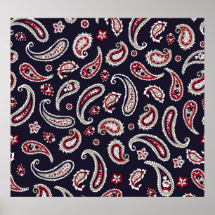 Traditionele Indiase paisley, marine patroon. Poster