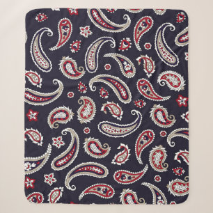 Traditionele Indiase paisley, marine patroon. Sherpa Deken