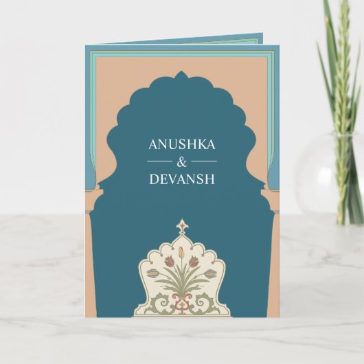 Traditionele Indische Blauwe Boog Fotobruiloft (Voorkant)