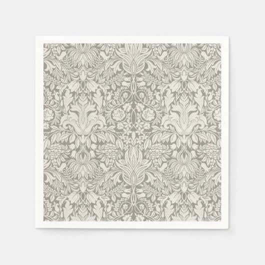 Traditionele ingetogen formele witte damast servetten (Voorkant)