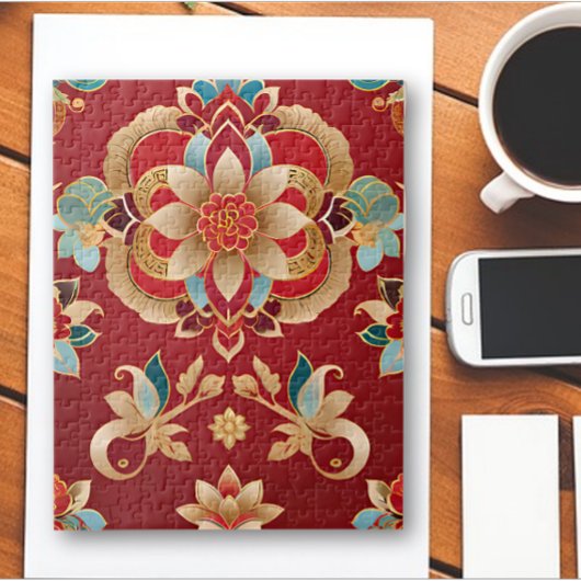 Traditionele ingewikkelde Chinese bloemenlegpuzzel Legpuzzel