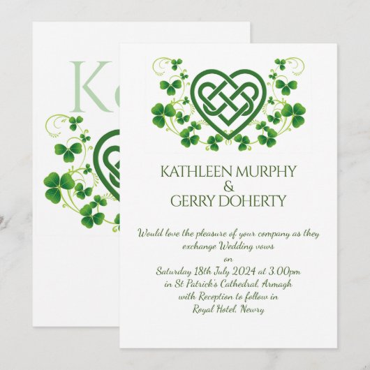 Traditionele Irish Celtic Love Knot en Shamrocks Kaart (Voorkant / Achterkant)