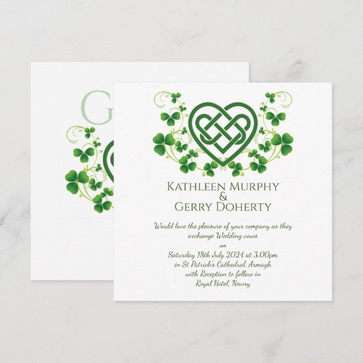 Traditionele Irish Celtic Love Knot en Shamrocks Kaart (Voorkant / Achterkant)