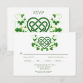 Traditionele Irish Celtic Love Knot en Shamrocks RSVP Kaartje (Voorkant / Achterkant)