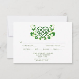 Traditionele Irish Celtic Love Knot en Shamrocks RSVP Kaartje
