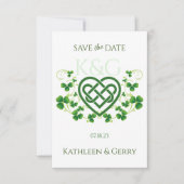 Traditionele Irish Celtic Love Knot en Shamrocks Save The Date (Voorkant)