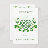 Traditionele Irish Celtic Love Knot en Shamrocks Save The Date (Voorkant / Achterkant)