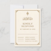 Traditionele islamitische bruiloft met room en gou RSVP kaartje (Voorkant)