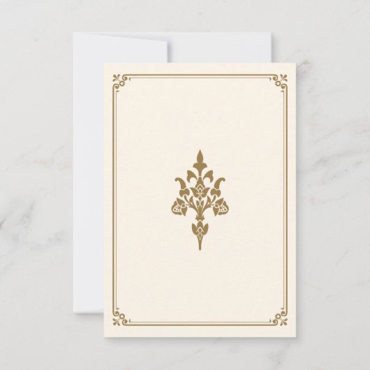 Traditionele islamitische bruiloft met room en gou RSVP kaartje (Achterkant)